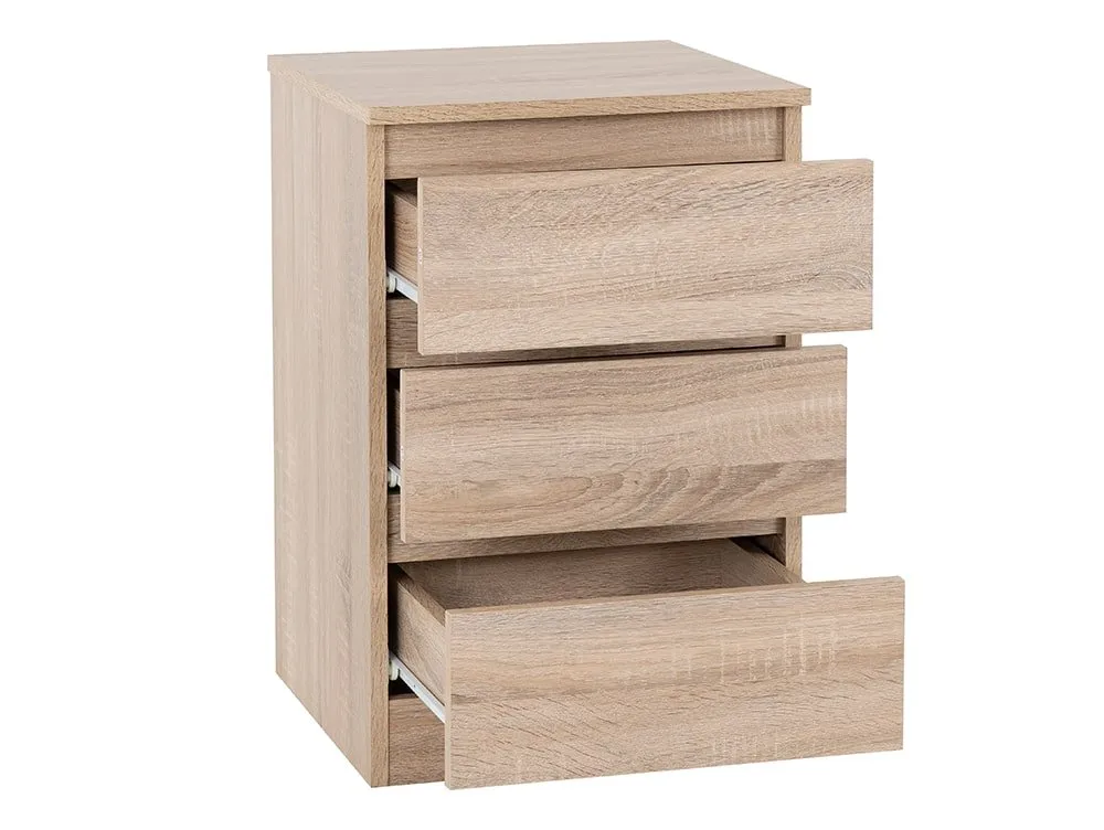 Seconique Seconique Malvern Sonoma Oak 3 Drawer Bedside Table