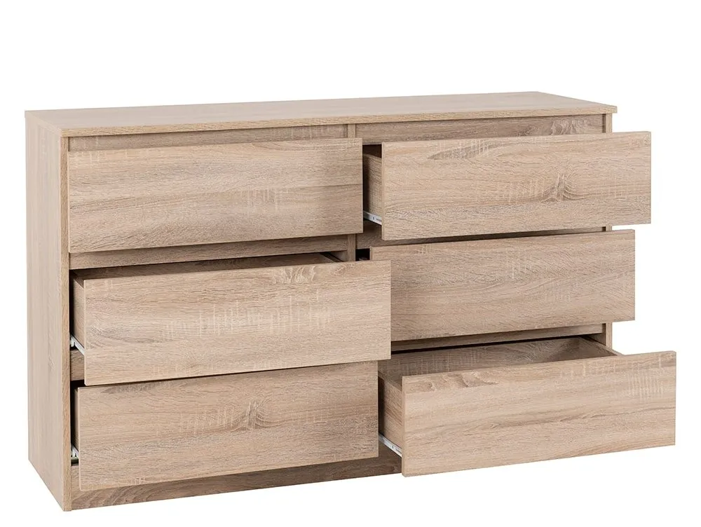 Seconique Seconique Malvern Sonoma Oak 3+3 Drawer Chest of Drawers