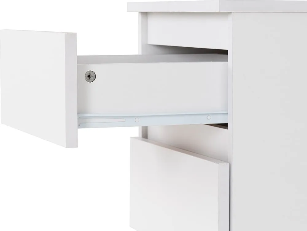 Seconique Seconique Malvern White 3 Drawer Bedside Table