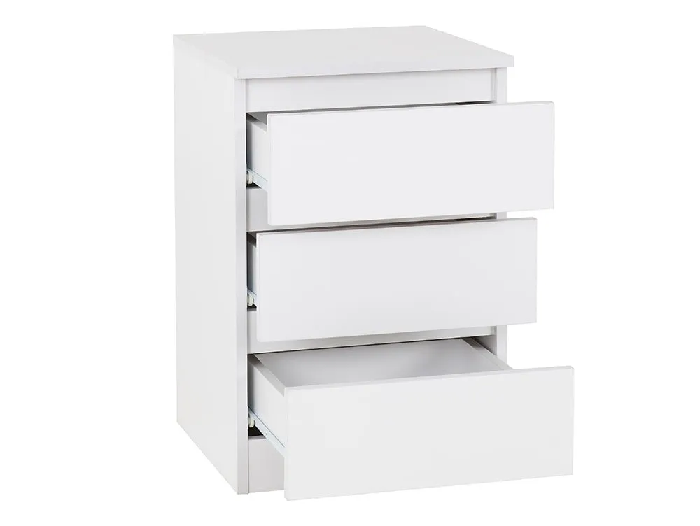 Seconique Seconique Malvern White 3 Drawer Bedside Table