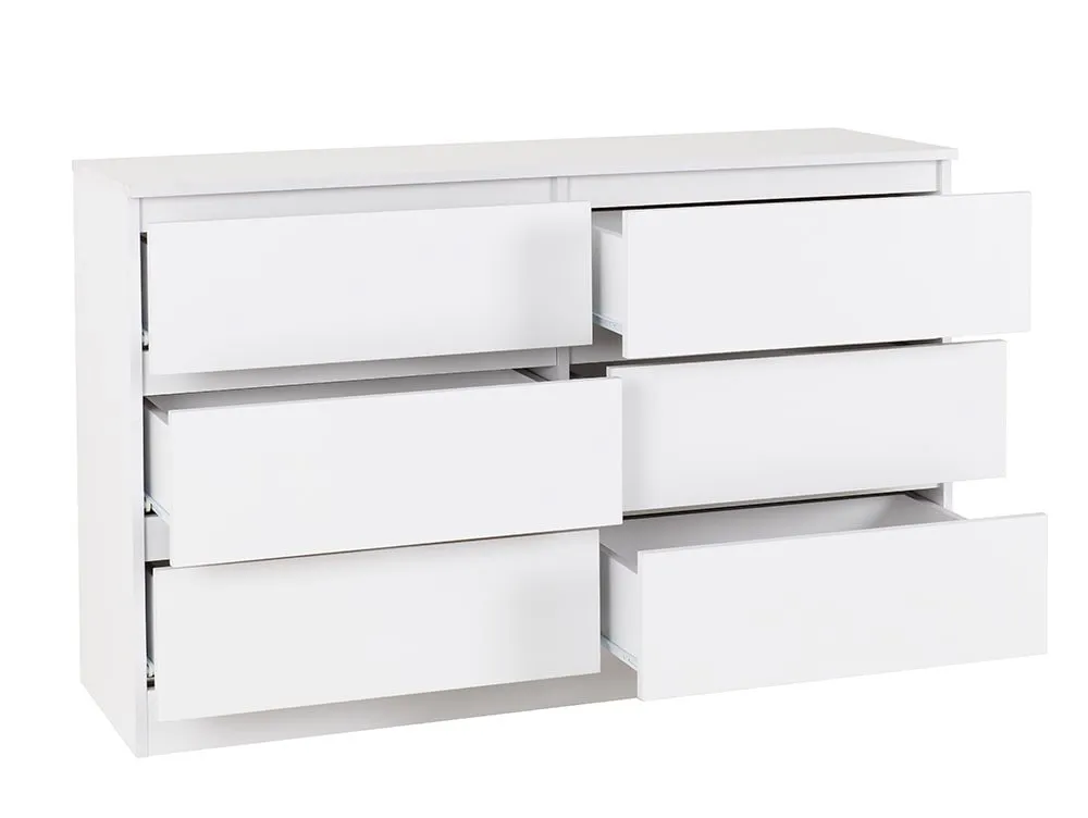 Seconique Seconique Malvern White 3+3 Drawer Chest of Drawers