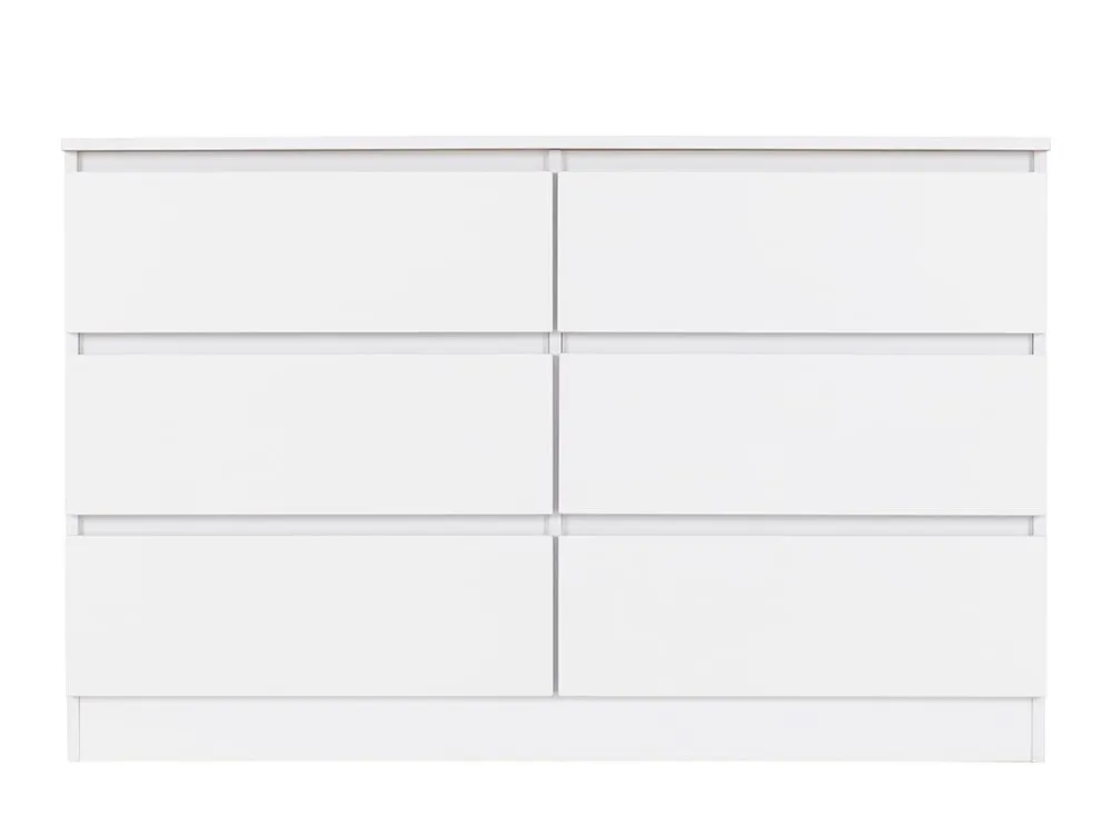 Seconique Seconique Malvern White 3+3 Drawer Chest of Drawers