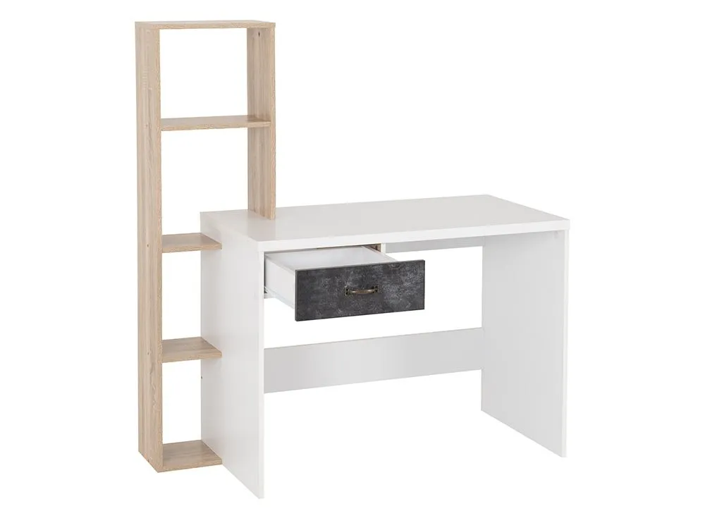 Seconique Seconique Nordic White and Oak 1 Drawer Study Desk