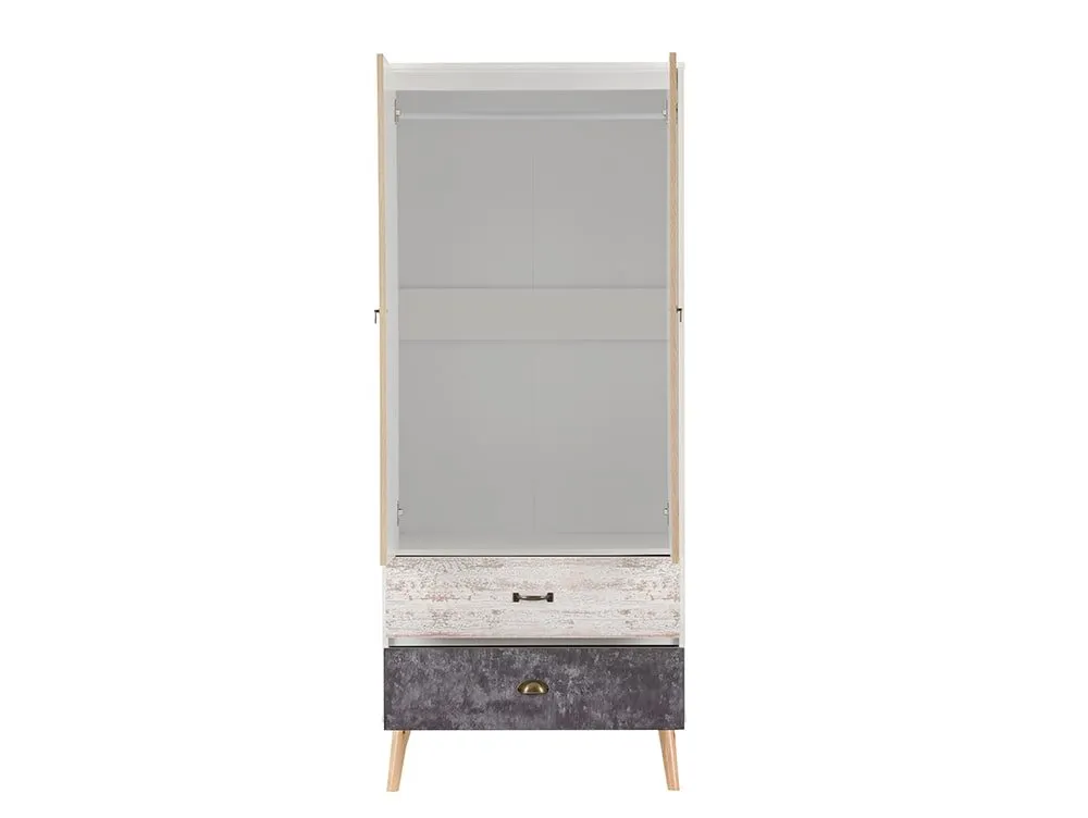 Seconique Seconique Nordic White and Oak 2 Door 2 Drawer Wardrobe