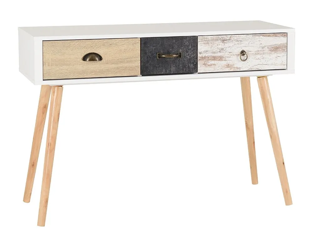 Seconique Seconique Nordic White and Oak 3 Drawer Console Table