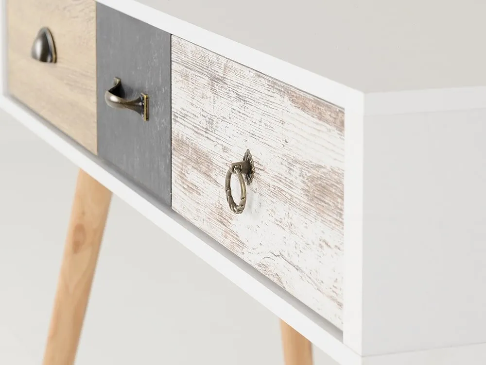 Seconique Seconique Nordic White and Oak 3 Drawer Console Table