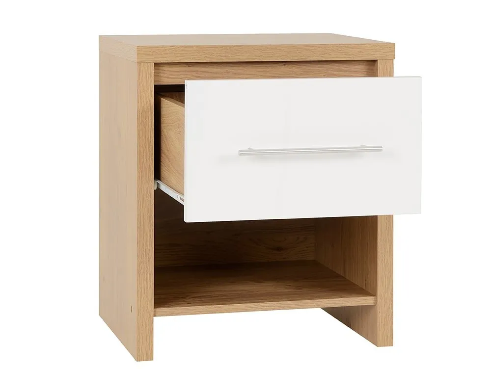 Seconique Seconique Seville White High Gloss and Oak 3 Piece Bedroom Furniture Package