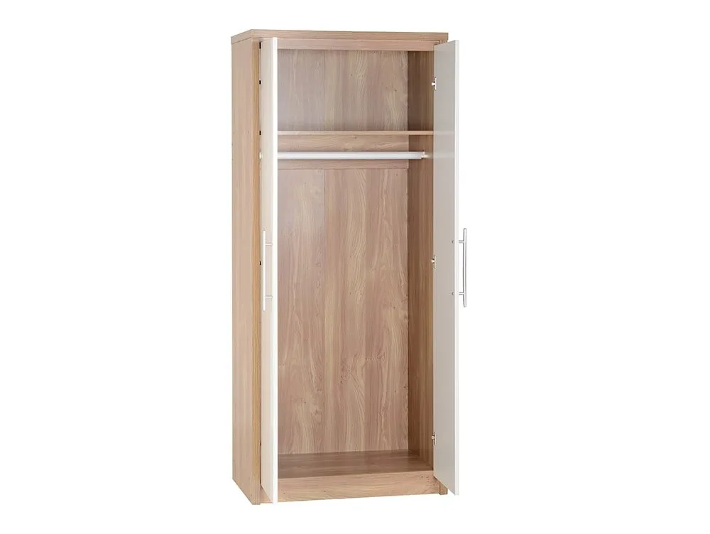 Seconique Seconique Seville White High Gloss and Oak 3 Piece Bedroom Furniture Package