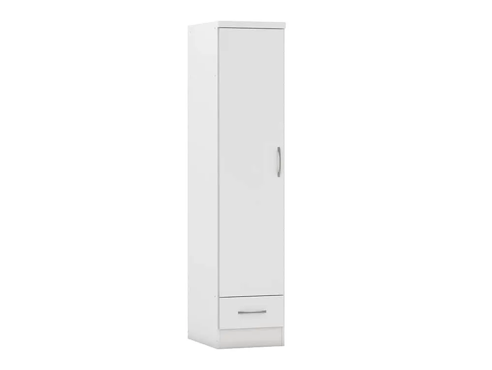 Seconique Seconique Nevada White High Gloss 1 Door 1 Drawer Wardrobe