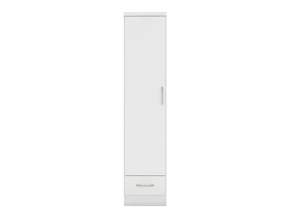 Seconique Seconique Nevada White High Gloss 1 Door 1 Drawer Wardrobe