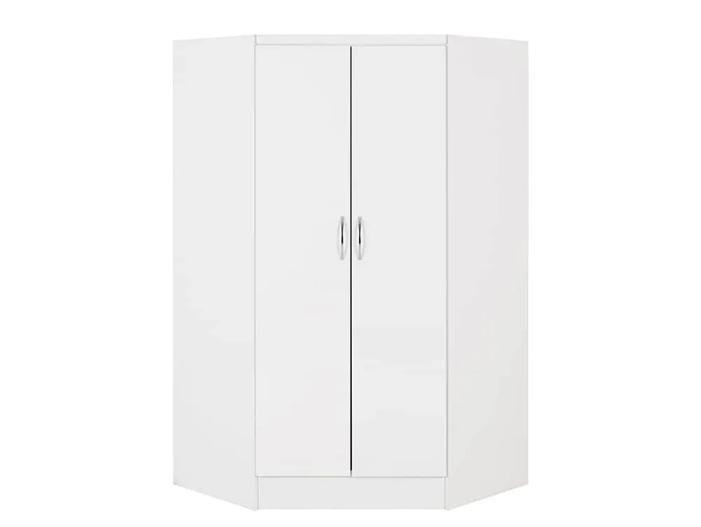 Seconique Seconique Nevada White High Gloss 2 Door Corner Wardrobe