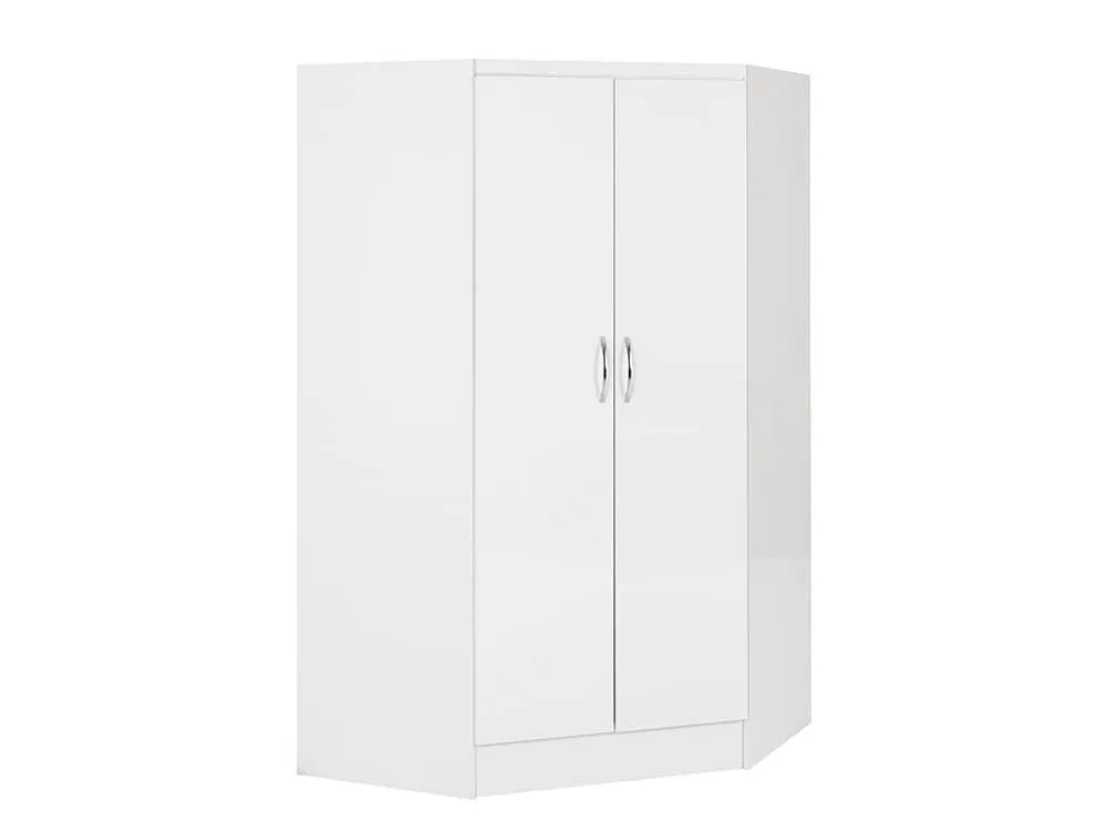 Seconique Seconique Nevada White High Gloss 2 Door Corner Wardrobe