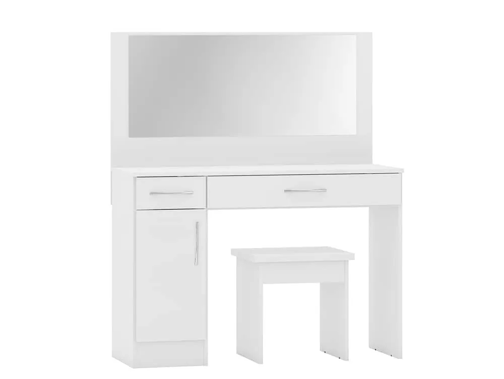 Seconique Seconique Nevada White High Gloss 2 Drawer Dressing Table and Stool