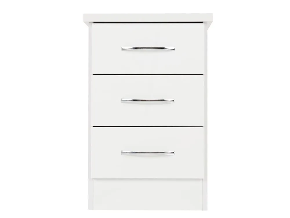 Seconique Seconique Nevada White High Gloss 3 Drawer Bedside Table