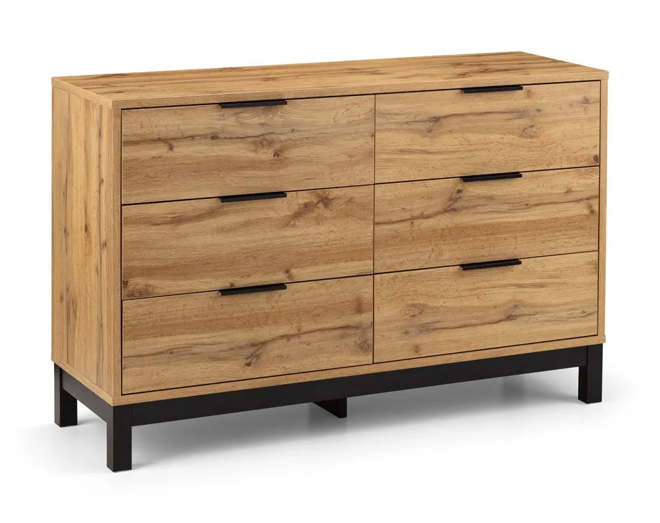 Julian Bowen Julian Bowen Bali Oak 6 Drawer Wide Chest of Drawers