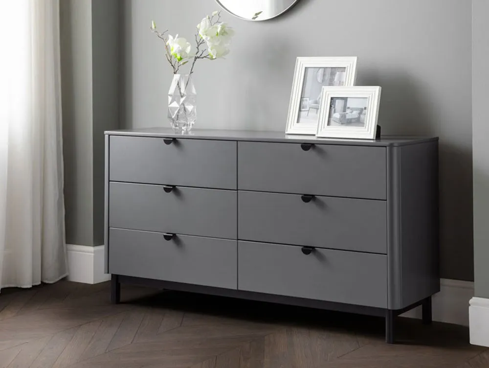 Julian Bowen Julian Bowen Chloe Storm Grey 6 Drawer Wide Chest of Drawers