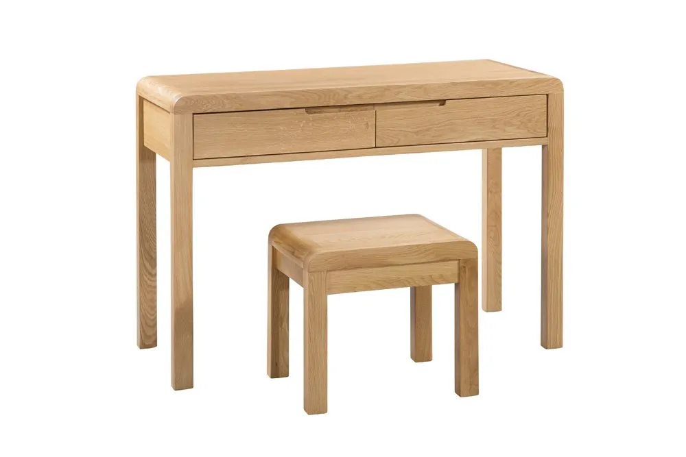 Julian Bowen Julian Bowen Curve Oak 2 Drawer Dressing Table and Stool (Assembled)