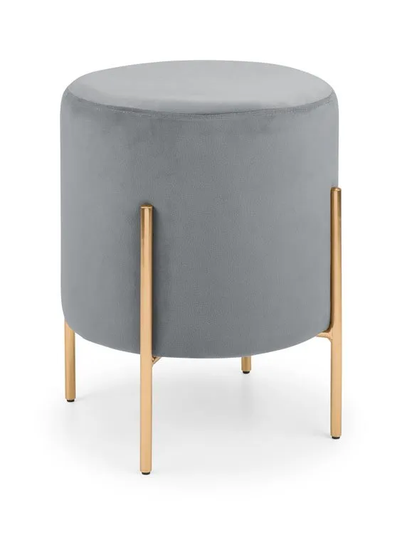 Julian Bowen Julian Bowen Harrogate Grey Velvet Fabric Stool