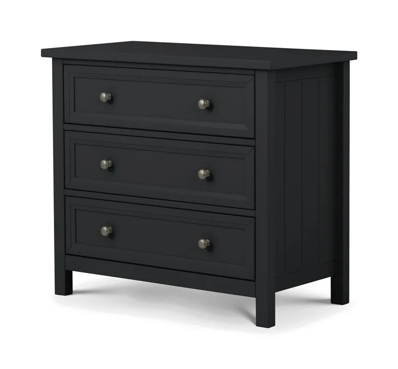 Julian Bowen Julian Bowen Maine Anthracite 3 Drawer Low Chest of Drawers