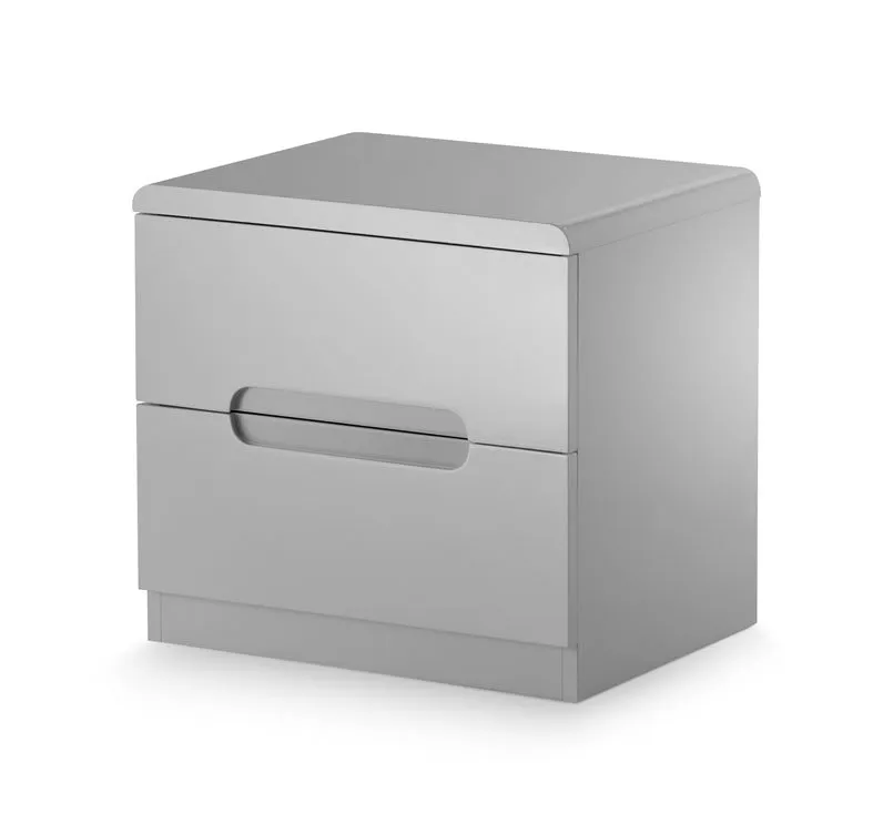 Julian Bowen Julian Bowen Manhattan Grey High Gloss 2 Drawer Bedside Table