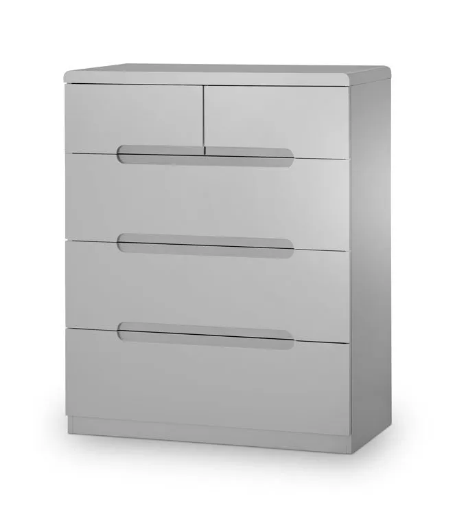 Julian Bowen Julian Bowen Manhattan Grey High Gloss 3+2 Drawer Chest of Drawers