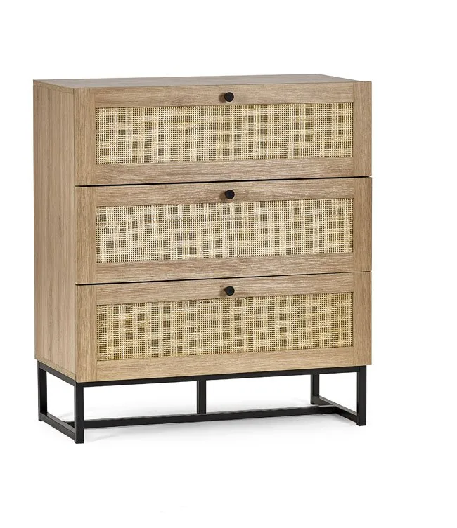 Julian Bowen Julian Bowen Padstow Rattan and Oak 3 Drawer Chest of Drawers