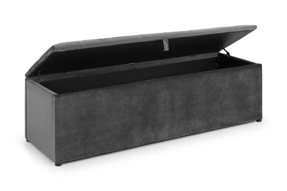 Julian Bowen Julian Bowen Ravello Grey Velvet Fabric Blanket Box