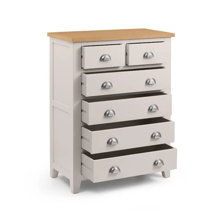 Julian Bowen Julian Bowen Richmond Grey and Oak 4+2 Chest of Drawers (Assembled)