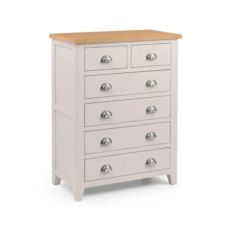 Julian Bowen Julian Bowen Richmond Grey and Oak 4+2 Chest of Drawers (Assembled)