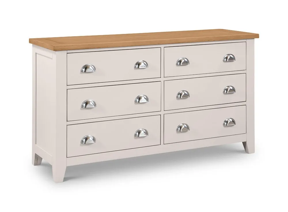 Julian Bowen Julian Bowen Richmond Grey and Oak 6 Drawer Wide Chest of Drawers (Assembled)