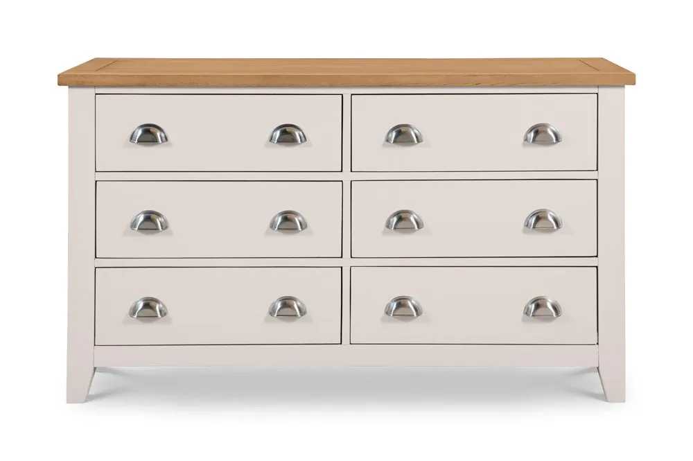 Julian Bowen Julian Bowen Richmond Grey and Oak 6 Drawer Wide Chest of Drawers (Assembled)