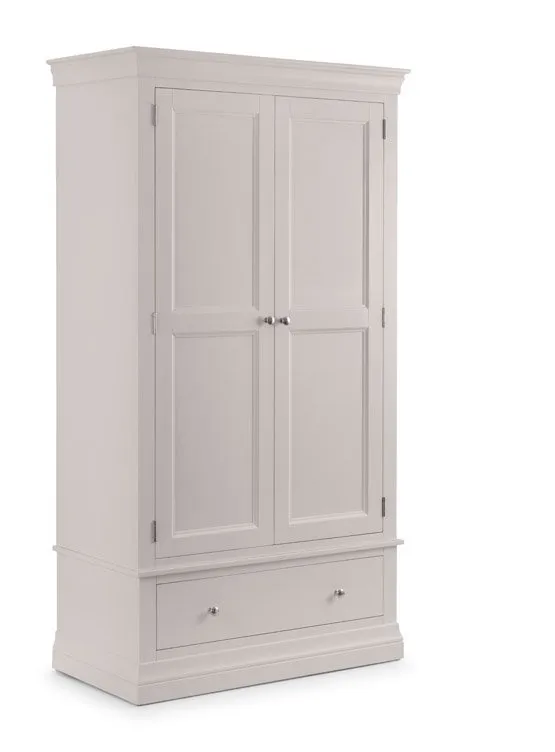 Julian Bowen Julian Bowen Clermont Light Grey 2 Door 1 Drawer Wardrobe