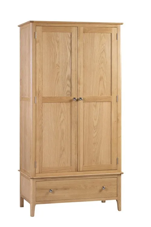 Julian Bowen Julian Bowen Cotswold Oak 2 Door 1 Drawer Wardrobe