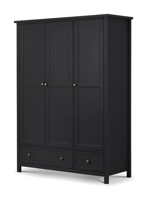 Julian Bowen Julian Bowen Maine Anthracite 3 Door 2 Drawer Wardrobe