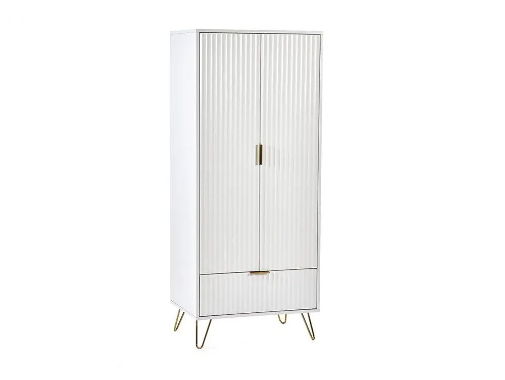 Julian Bowen Julian Bowen Murano Matt White 2 Door 1 Drawer Wardrobe