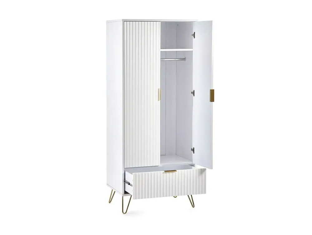 Julian Bowen Julian Bowen Murano Matt White 2 Door 1 Drawer Wardrobe