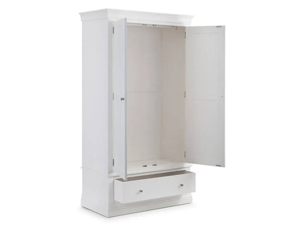 Julian Bowen Julian Bowen Clermont White 2 Door 1 Drawer Wardrobe