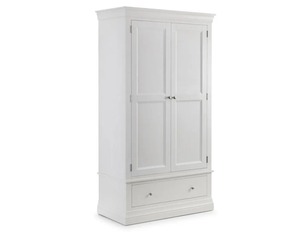 Julian Bowen Julian Bowen Clermont White 2 Door 1 Drawer Wardrobe