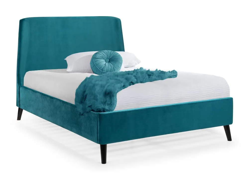 Julian Bowen Julian Bowen Frida 4ft6 Double Teal Velvet Fabric Bed Frame