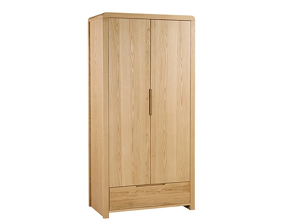 Julian Bowen Julian Bowen Curve Oak 2 Door 1 Drawer Wardrobe