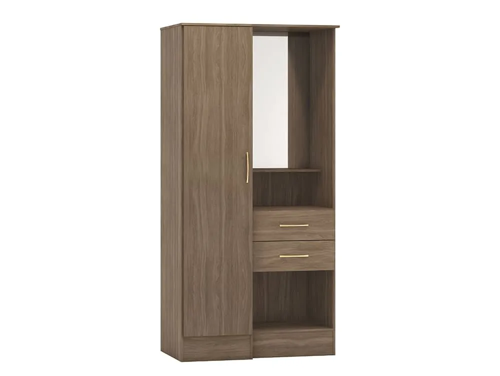 Seconique Seconique Nevada Rustic Oak 1 Door 2 Drawer Wardrobe