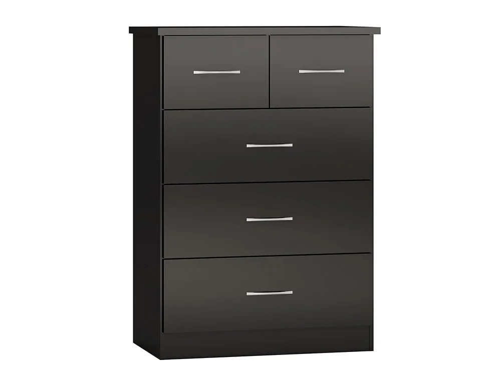 Seconique Seconique Nevada Black High Gloss 3+2 Drawer Chest of Drawers