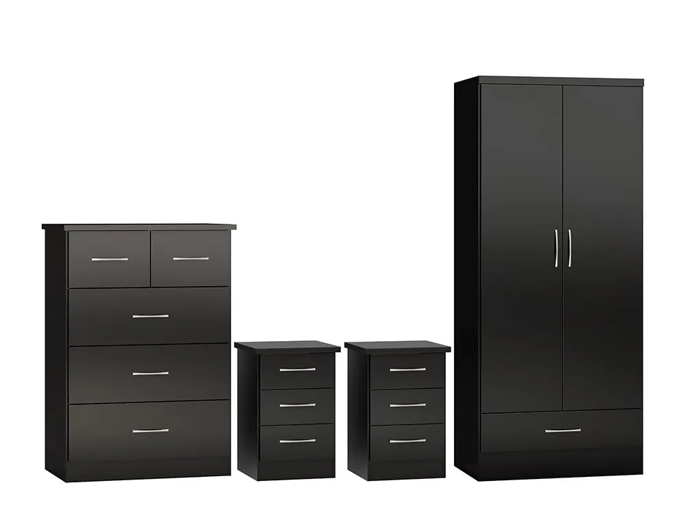 Seconique Seconique Nevada Black High Gloss 4 Piece Furniture Package