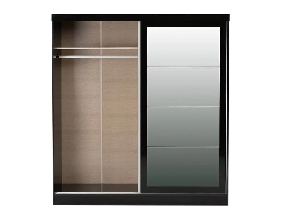 Seconique Seconique Nevada Black High Gloss Sliding Mirrored Wardrobe