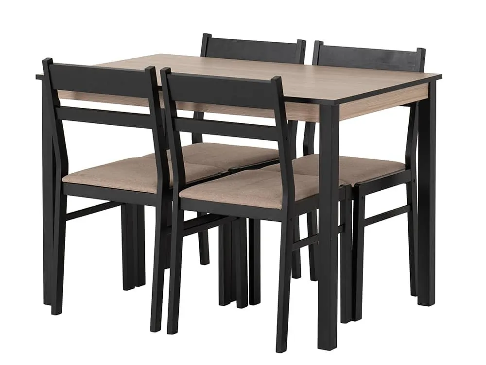 Seconique Seconique Radley Black and Oak Dining Table and 4 Chairs