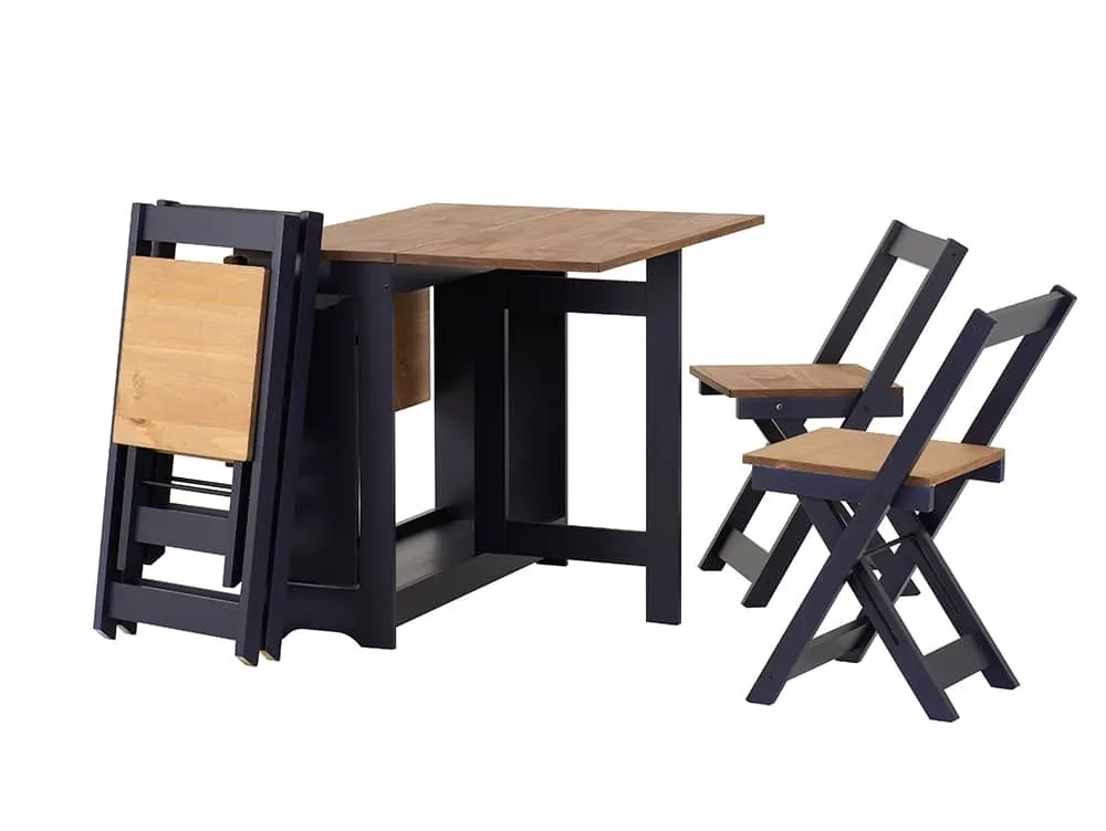 Seconique Seconique Santos Butterfly Navy Blue and Pine Dining Table and 4 Chairs