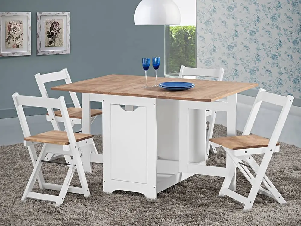 Seconique Seconique Santos Butterfly White and Pine Dining Table and 4 Chairs