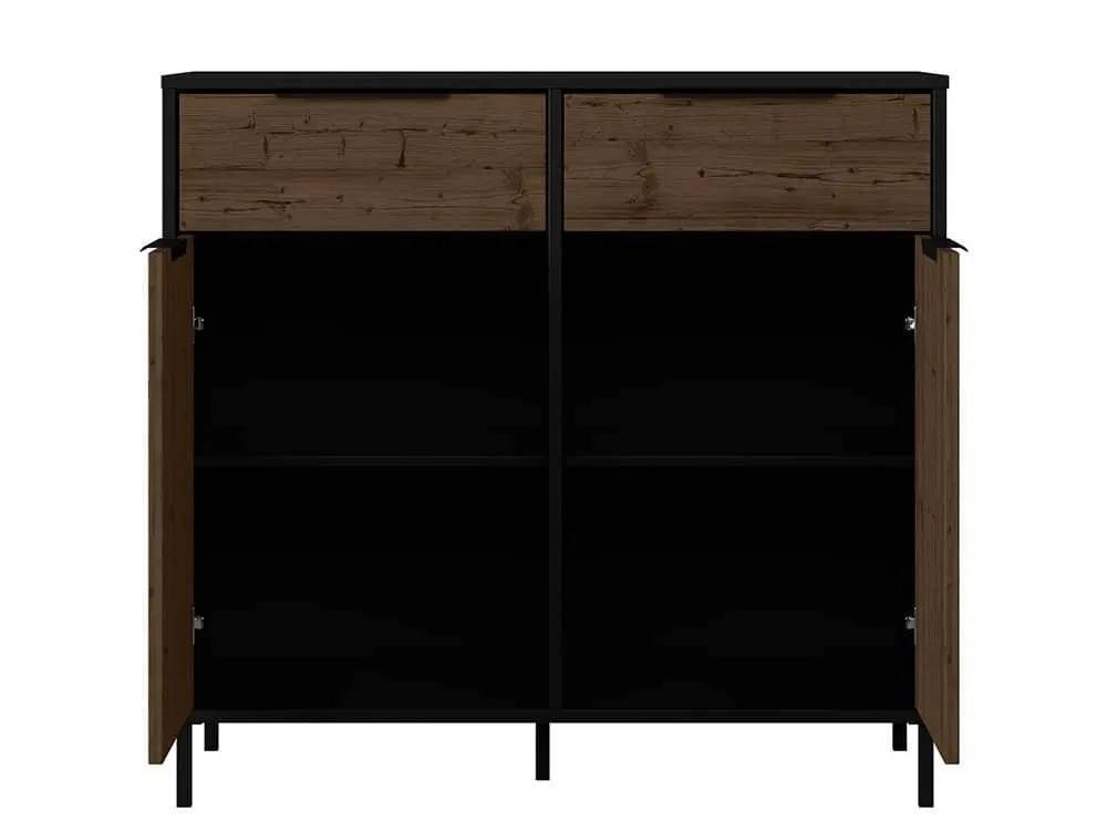 Seconique Seconique Madrid Acacia and Black 2 Door 2 Drawer Sideboard