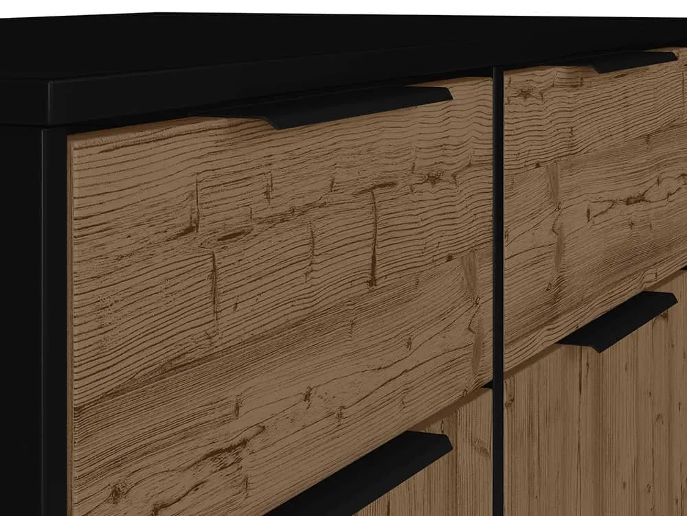 Seconique Seconique Madrid Acacia and Black 2 Door 2 Drawer Sideboard