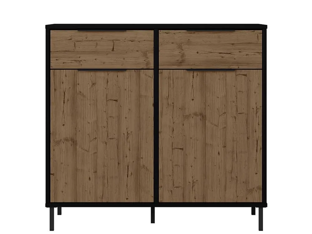 Seconique Seconique Madrid Acacia and Black 2 Door 2 Drawer Sideboard